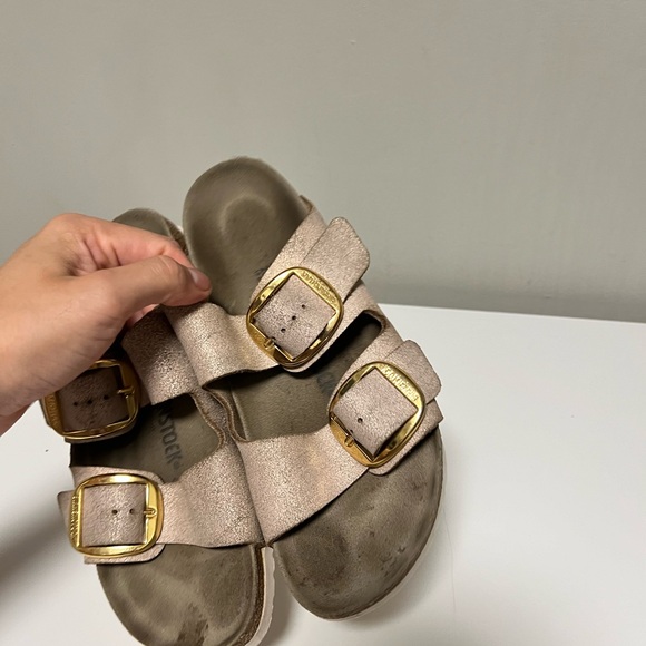 Birkenstock Arizona Slide Sandals, Leather Pink, Women's US 9 Narrow (EU 39) - Picture 6 of 13